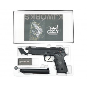 Страйкбольный пистолет KJW M9 A1 GBB, CO2, черный, металл, рельса, ствол с резьбой, ГЛУШИТЕЛЬ В КОМПЛЕКТЕ - M9A1-TBC.CO2